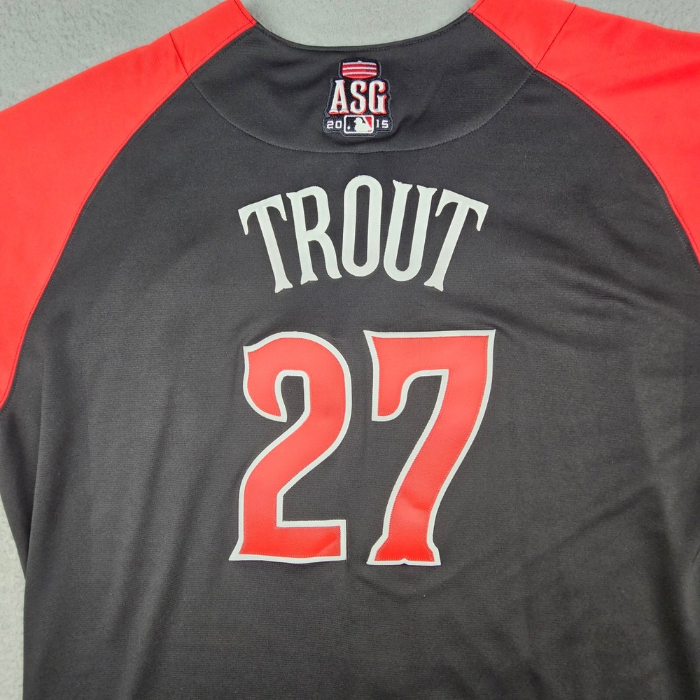 Majestic Mike Trout Jersey Mens 52 Black 2015 MLB All Star Game Angels Cool Base - Picture 3 of 8